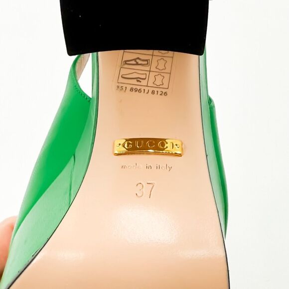 Gucci Horsebit Baby120 Platform Pumps EU 37 US 7 Green Leather Slingback - Picture 11 of 11